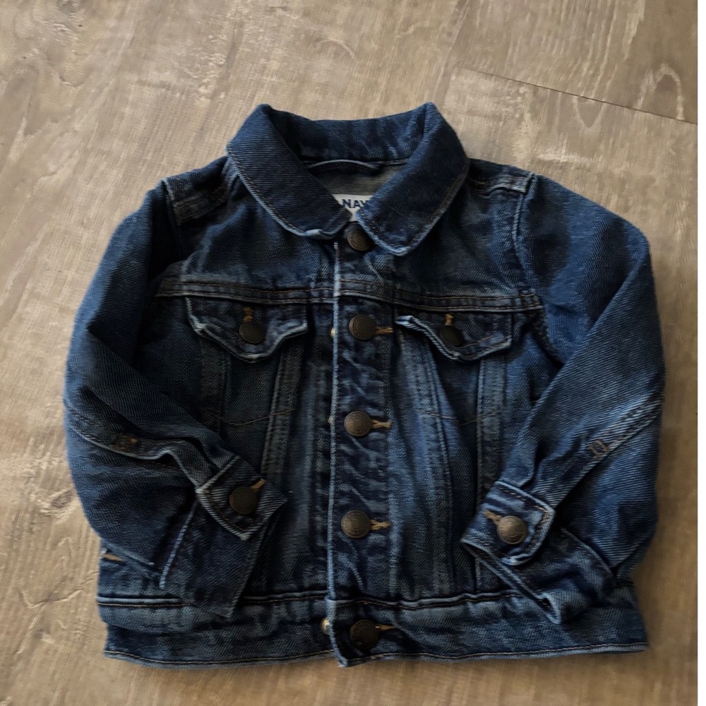 Old Navy Toddler Boys Girls Denim Trucker Jacket Dark Wash Blue 18-24 Months